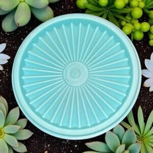 Tupperware Servalier Starburst Lid 5" Blue Aqua 812 Canister Replacement Vintage
